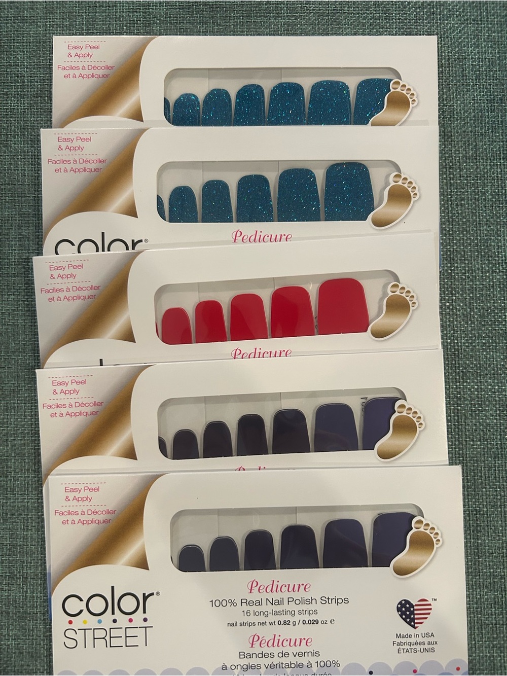 Color Street Pedicure Nail Polish Strips Lot of 5 NEW Retired Shades